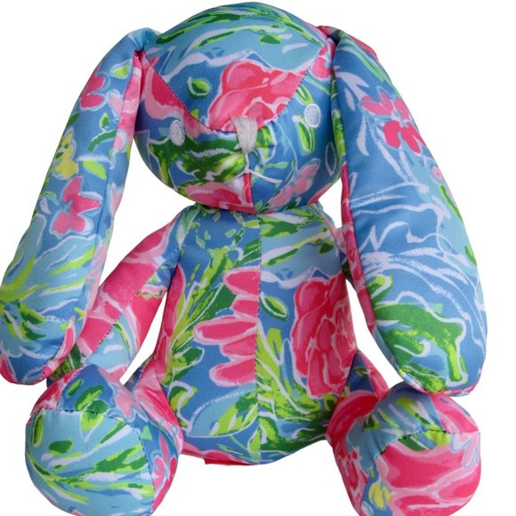 Lilly Pulitzer 2021 Bunny Business Plush Rabbit Toy Pink Green Blue EASTER GIFT - Picture 1 of 8